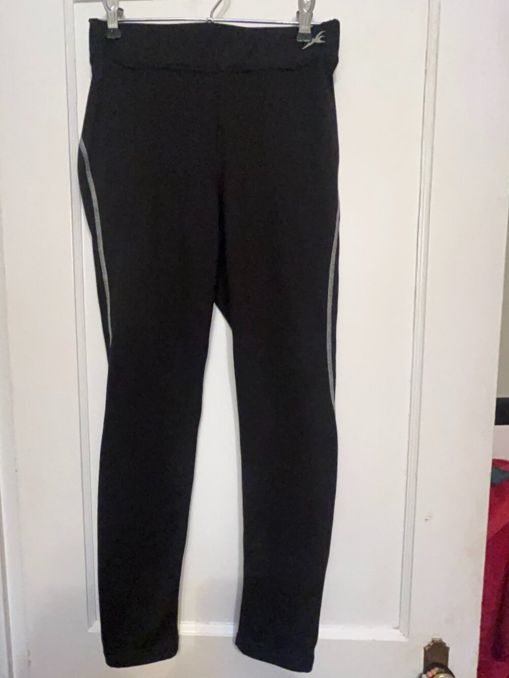 JOIA NYC Performance Wear Black Leggings - Silver Contrast Stitching - Size Med